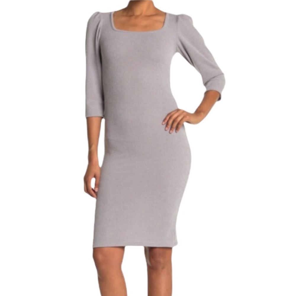 Velvet Torch Square Neck Quarter Sleeves Bodycon Dress Size XS NEW